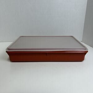 Vintage Tupperware Cake Server / Storage 290-7 color- Paprika with Fitting Lid